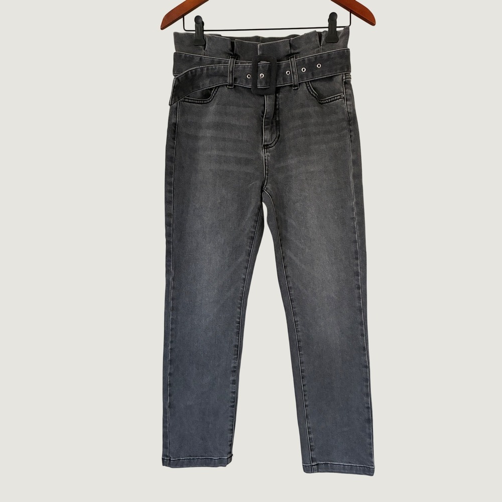 Sam Edelman The Dani Trouser Jeans‎ Faded Black Paperbag Waist Belted Size 27